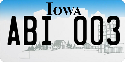 IA license plate ABI003