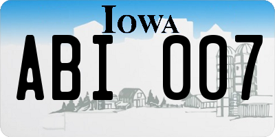 IA license plate ABI007