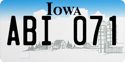 IA license plate ABI071