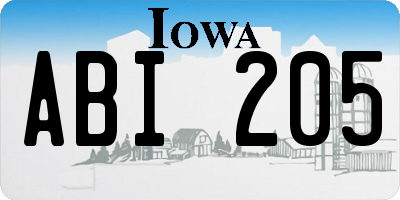 IA license plate ABI205
