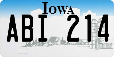 IA license plate ABI214