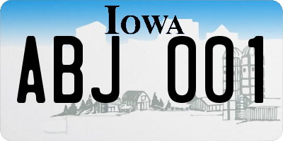 IA license plate ABJ001