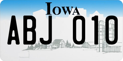 IA license plate ABJ010
