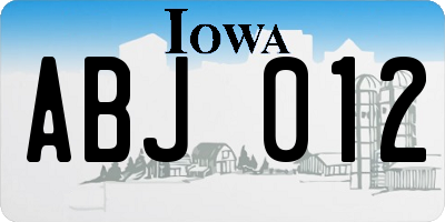 IA license plate ABJ012