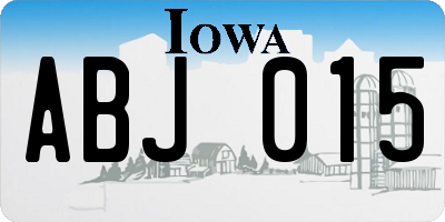 IA license plate ABJ015