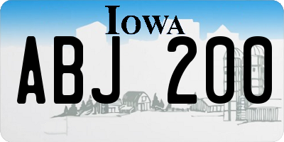 IA license plate ABJ200
