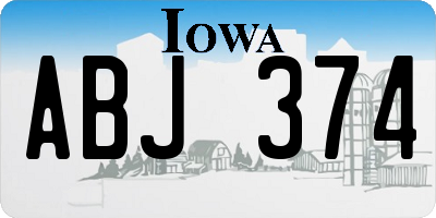 IA license plate ABJ374