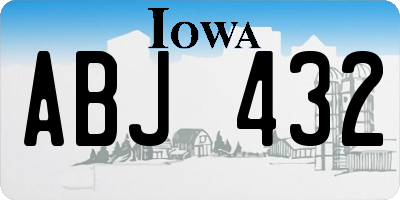 IA license plate ABJ432