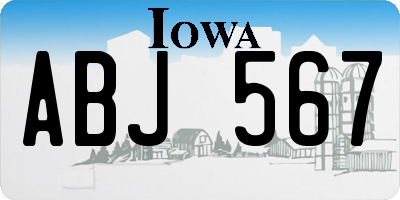 IA license plate ABJ567