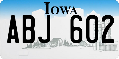 IA license plate ABJ602