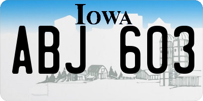 IA license plate ABJ603