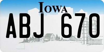 IA license plate ABJ670