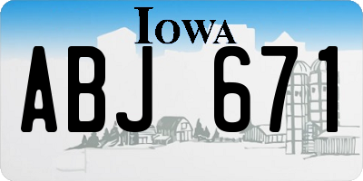IA license plate ABJ671