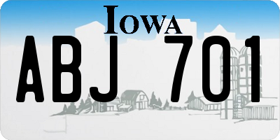 IA license plate ABJ701