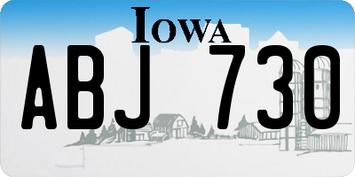 IA license plate ABJ730