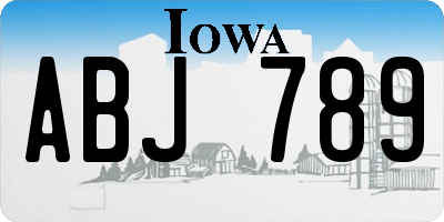 IA license plate ABJ789