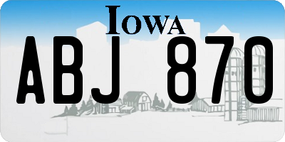 IA license plate ABJ870