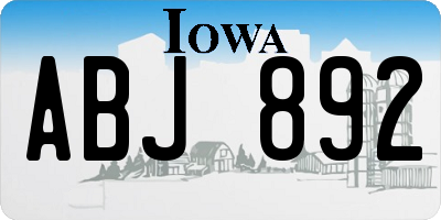 IA license plate ABJ892