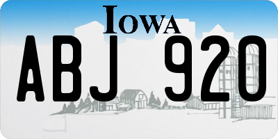 IA license plate ABJ920