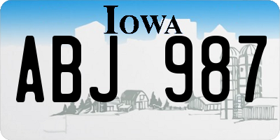 IA license plate ABJ987