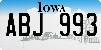 IA license plate ABJ993