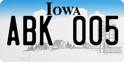 IA license plate ABK005