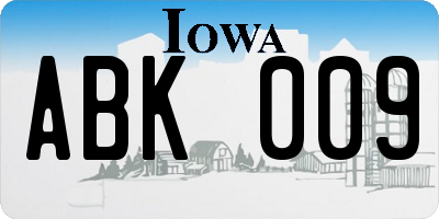 IA license plate ABK009