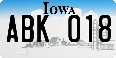 IA license plate ABK018