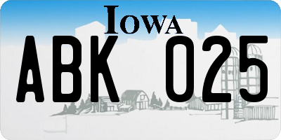 IA license plate ABK025