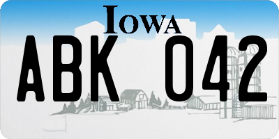 IA license plate ABK042