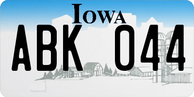 IA license plate ABK044