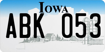 IA license plate ABK053