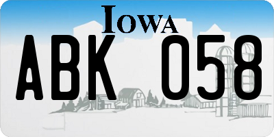 IA license plate ABK058