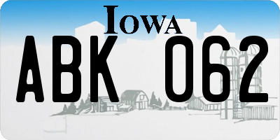 IA license plate ABK062