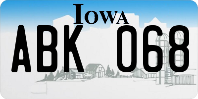 IA license plate ABK068