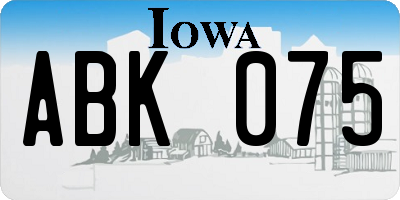 IA license plate ABK075