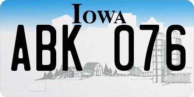 IA license plate ABK076