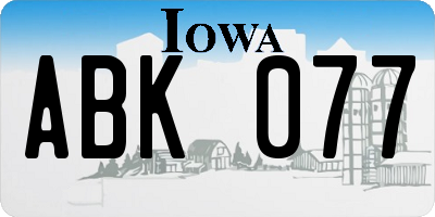 IA license plate ABK077