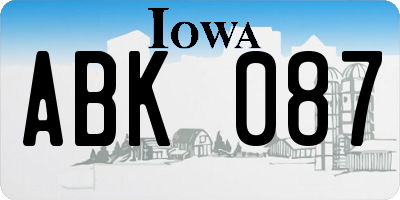 IA license plate ABK087