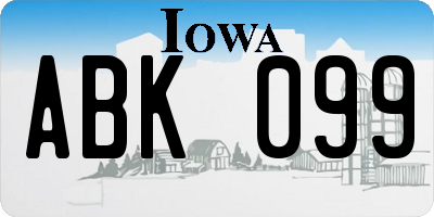 IA license plate ABK099