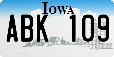 IA license plate ABK109