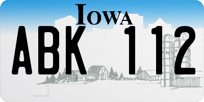 IA license plate ABK112