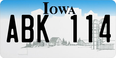 IA license plate ABK114