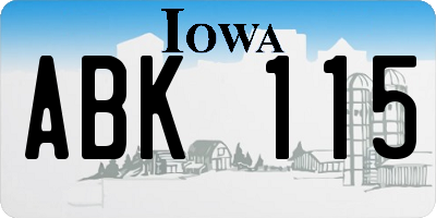 IA license plate ABK115