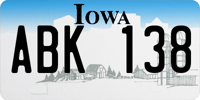 IA license plate ABK138