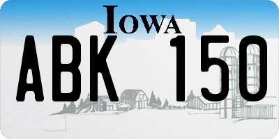 IA license plate ABK150