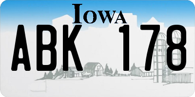 IA license plate ABK178