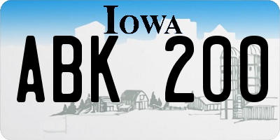 IA license plate ABK200