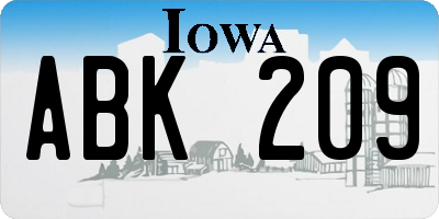 IA license plate ABK209