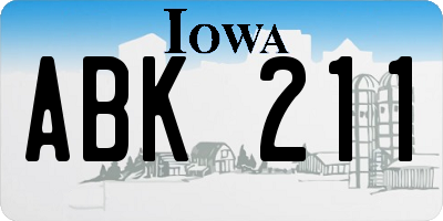 IA license plate ABK211
